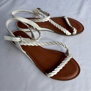 Unisa Unveira White Braided Flat Casual Sandals, 8.5